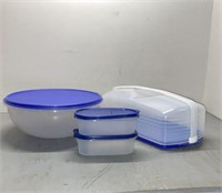 Tupperware 1 large bowl, a bread keeper and 2