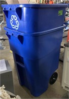 Blue rolling recycle bin (no lids) *bidding times