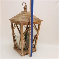 Large Wooden Lantern w/Batt Op Candle