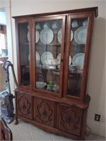 Glass front Wood china cabinet. Contents not