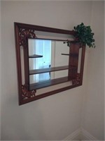 Wooden Mirrored Hanging shadowbox with shelves