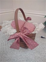 Longaberger basket with pink padded cover