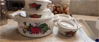 5pc soup set marked made japan. Covered soup dish