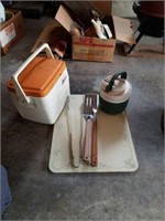 Cutting board, coolers, grill utensils