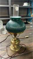 Brass Lamp with Green Shade