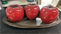 Red Plaster Apples on Plaster Tray
