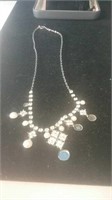 Rhinestone and silver necklace with black s