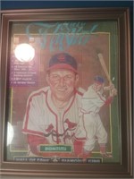 Framed Don Ross baseball card puzzle of Stan