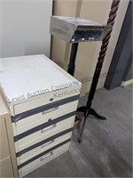 4 drawer file cabinet, wood coat rack & letter
