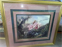 3 gold framed flower pictures. 41x36.5,