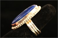 STERLING SILVER OVAL LAPIS LAZULI RING