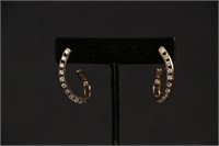 Pair of 14kt Diamond Hoop Earrings