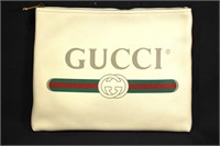 Gucci White Logo Portfolio Pouch