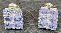 925 Silver Earrings - Periwinkle/Diamond Stones