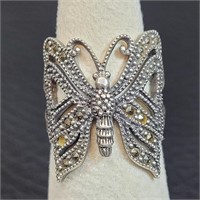 925 Silver Marcasite Butterfly Ring