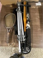 Tripod, Baseball Bat & Racquetball Racket