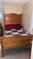 Antique Full Oak Bed, Dresser & Chest