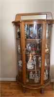Oak Curved Glass China Cabinet (Contents Not