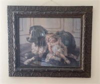 Antique Child with Dog Framed Print