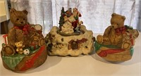 Lot of 3 Christmas Musical Statues