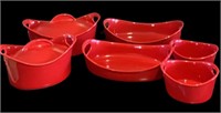(6) Red Temptation Bowls (1 Cracked)