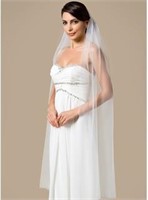 NEW-BRIDAL ROLLED EDGE VEIL W/COMB 31x54 INCHES