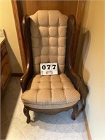 Padded high-back chair.. Approximately 46 inches