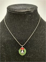 Sterling silver necklace with enamel Wreath and