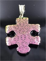 Sterling Silver Fused Dichroic Glass Puzzle P