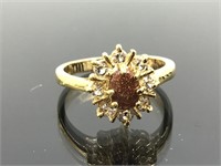 18k Gold HGE Sandstone & Swarovski Crystal Ring