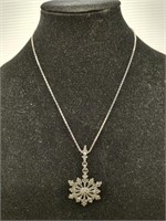 Sterling silver Snowflake pendant necklace.