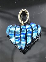 Sterling Silver Fused Dichroic Glass Heart Pendant