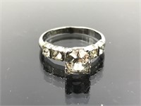 Vintage Sterling Silver Clear Stone Ring
