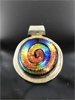 Sterling Silver Rainbow Fused Dichroic Glass