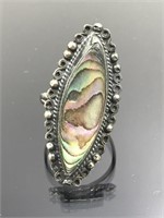 Vintage Sterling Silver Abalone Shell Ring