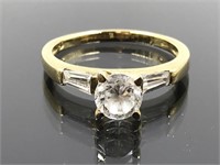 Gold Plated Sterling Silver Clear Stone Ring