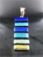 Sterling Silver Blue Ombré Dichroic Glass Pendant