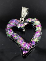 Sterling Silver Fused Dichroic Glass Purple H