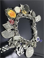 Vintage Silver Monet Charm Bracelet