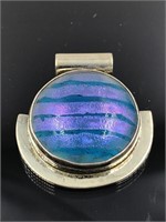 Sterling Silver Fused Blue Dichroic Glass Pendant