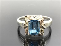 Sterling Silver Simulated London Blue Topaz Ring