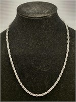 Heavy chain rope style sterling silver necklace.