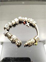 Heavy sterling silver Pandora charm bracelet