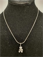Sterling silver necklace with Teddy Bear pendant.