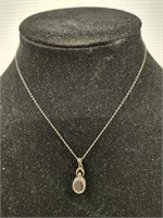Sterling silver Burgundy stone pendant necklace.