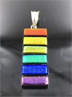 Sterling Silver Fused Rainbow Dichroic Glass