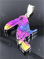 Sterling Silver Fused Dichroic Glass Toucan