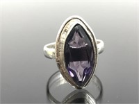 Vintage Silver & Purple Stone Ring