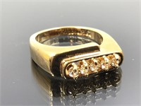 18k HGE Gold & Clear Stone Ring