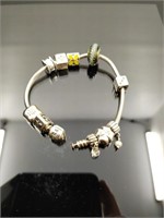Sterling silver Pandora charm bracelet